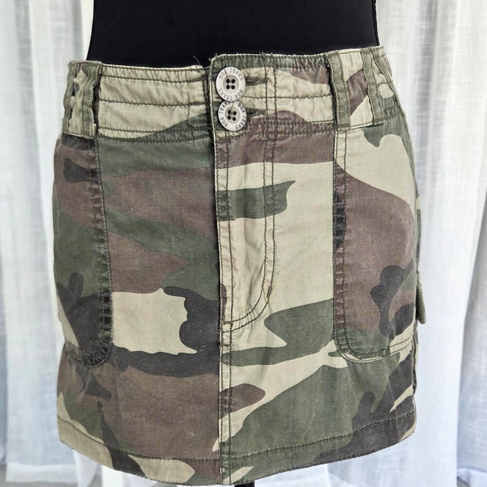 💚🤎 VINTAGE Y2K Boa Style Camouflage Cargo Mini Skirt 🤎💚